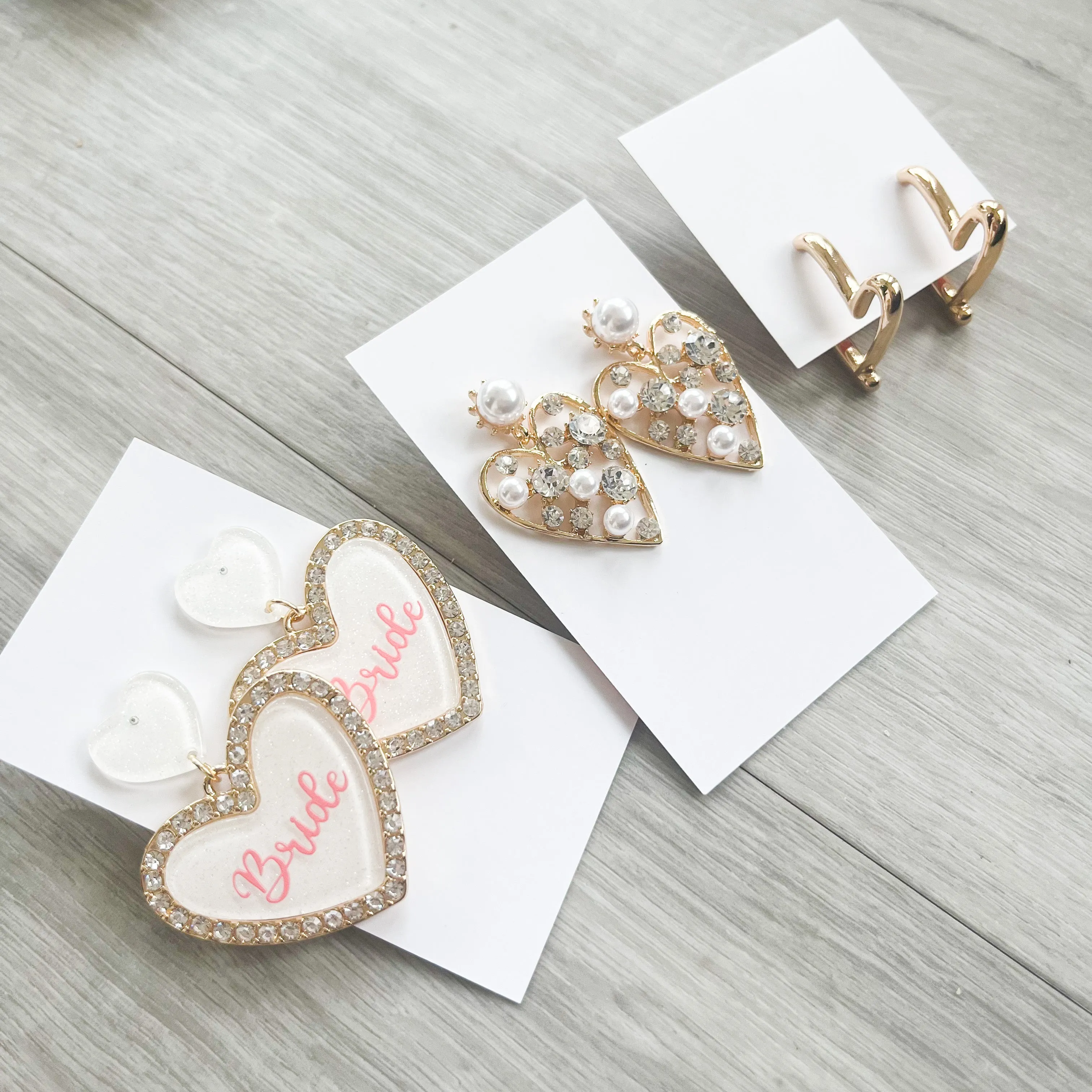 Golden Pearl Heart Statement Earrings