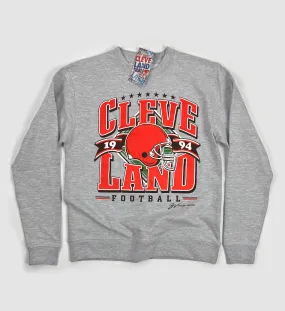 Grey Cleveland Football Vintage Crew Sweatshirt