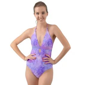 I Need Space Tie Halter One Piece Swimsuit