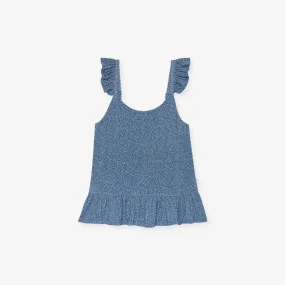 Indigo Denim Ruffled Tank