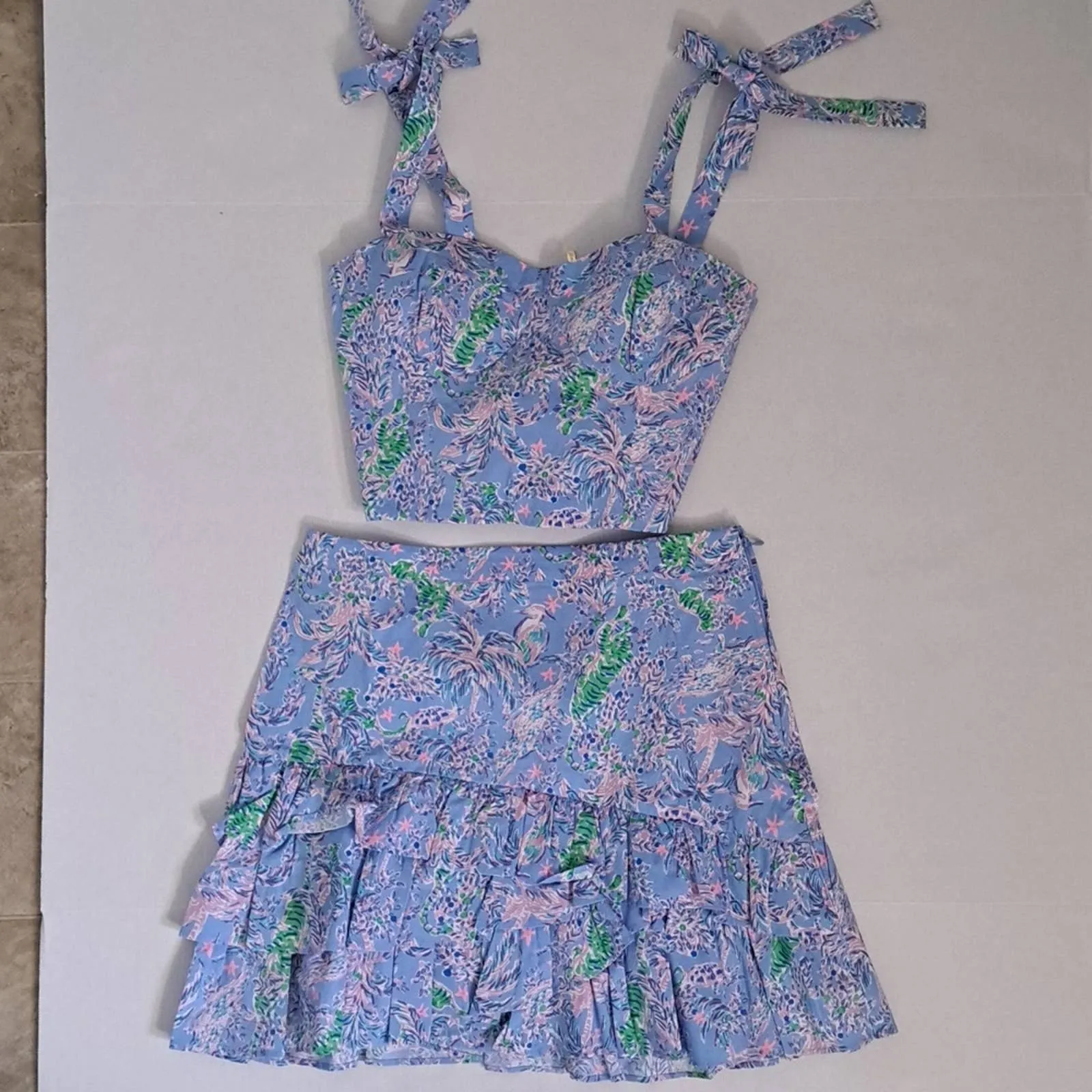 Lilly Pulitzer Rosalie Skirt Set Blue Peri The Turtle Package