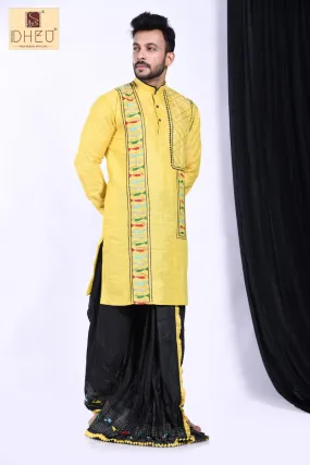 Machli Baba- Dheu Designer Silk  Dhoti(Optional)Kurta Set