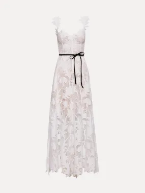 Marbled Carnation Guipure Sleeveless Gown