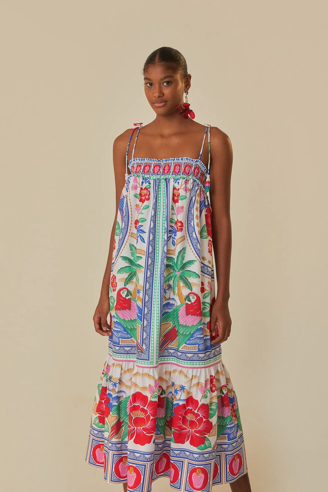 Off-White Flowers Beach Maxi Dress