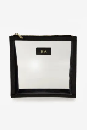 Personalised Leather & Perspex Cali Clutch - Black Saffiano with Gold Hardware