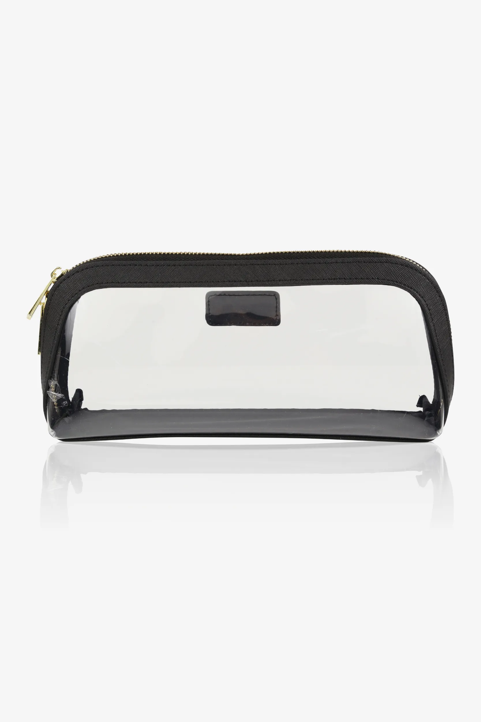 Personalised Leather Cali Cosmetic Case - Black Saffiano with Gold Hardware