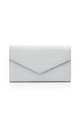 Personalised Leather Travel Envelope - Grey Croc