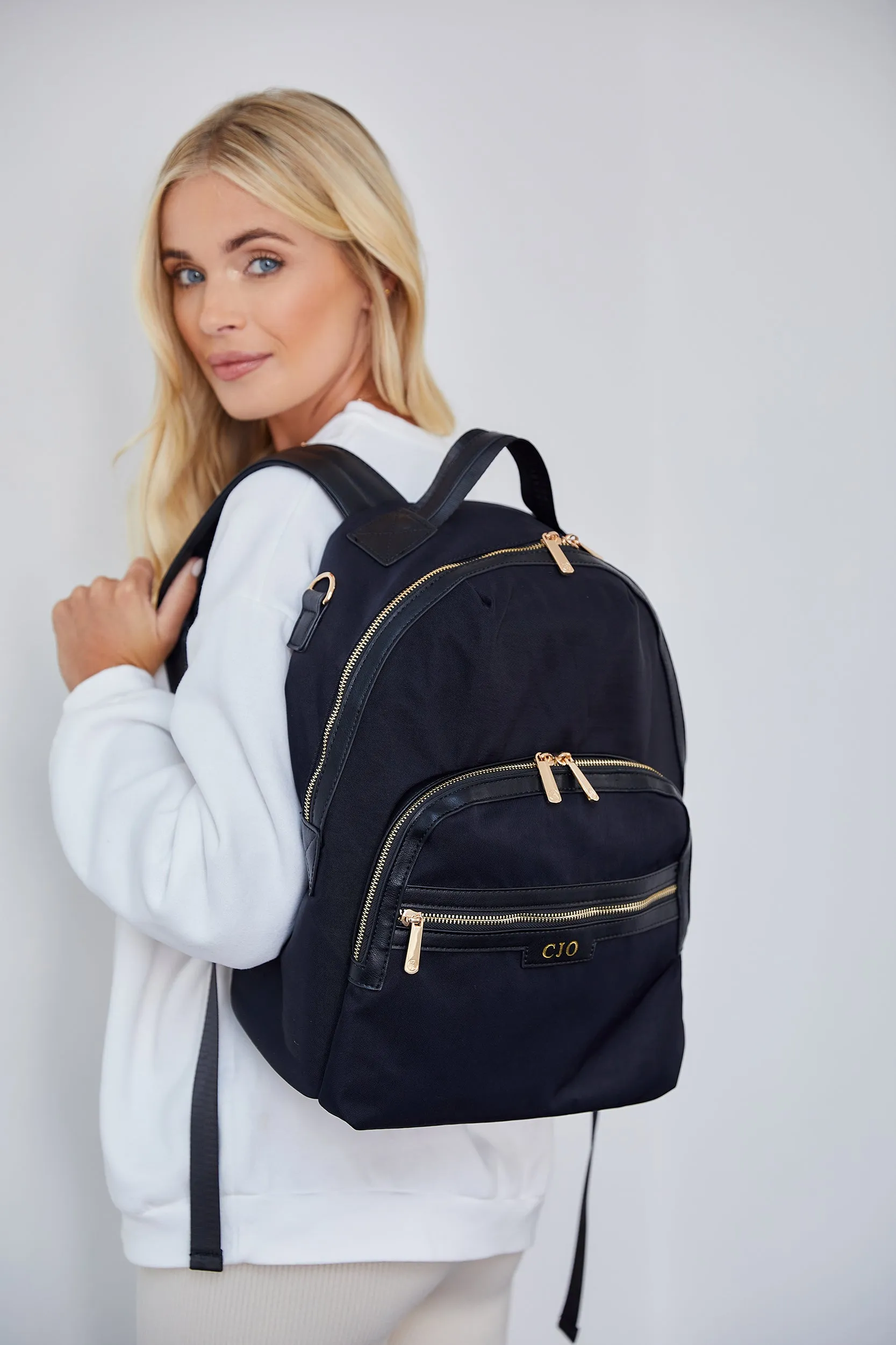 Personalised Luxury Backpack - Black with Gold Hardware