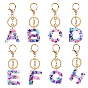 Resin and Acrylic Alphabet Initial Keyring