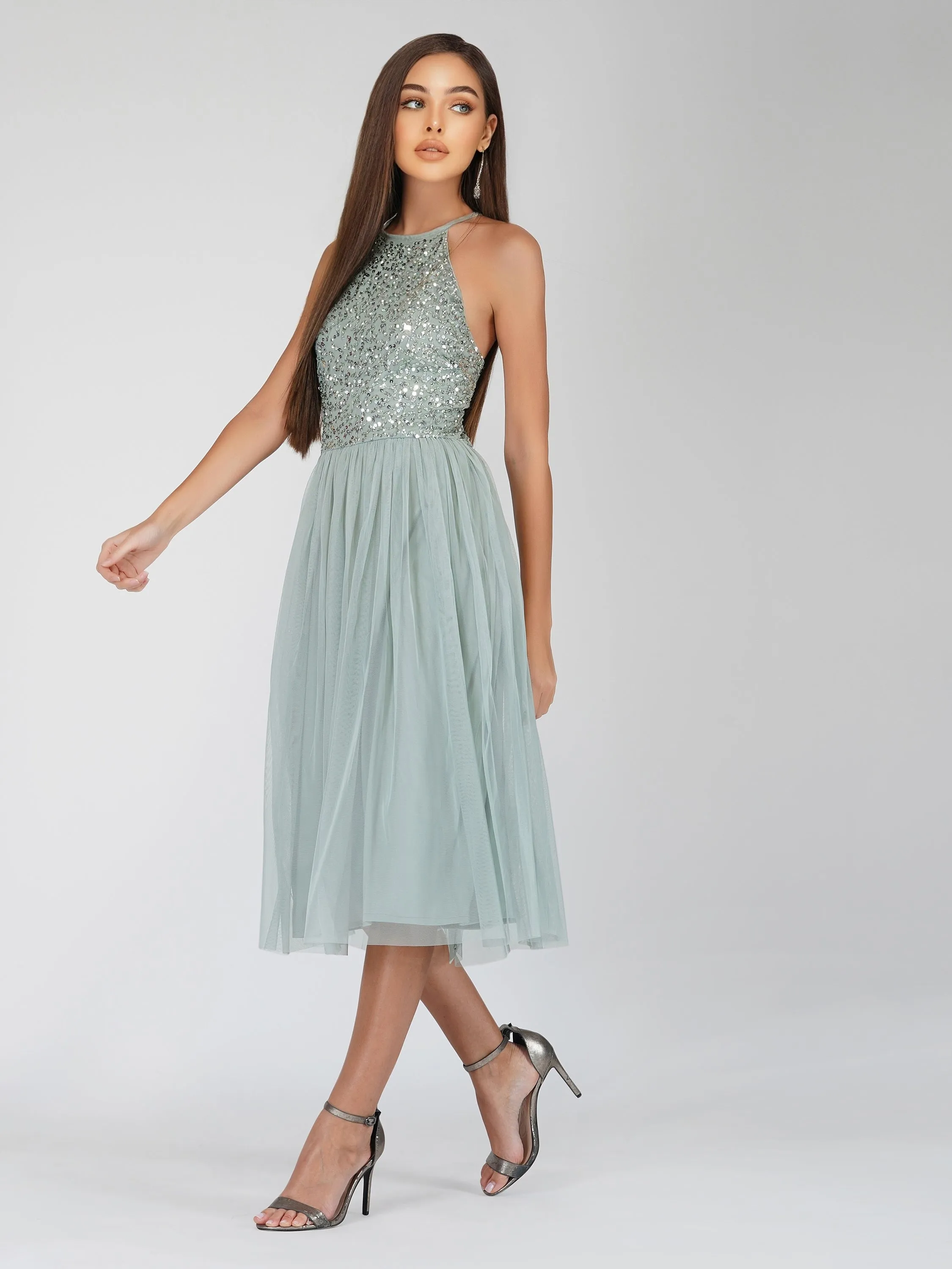 Sprinkle Sage Green Bridesmaid Midi Dress