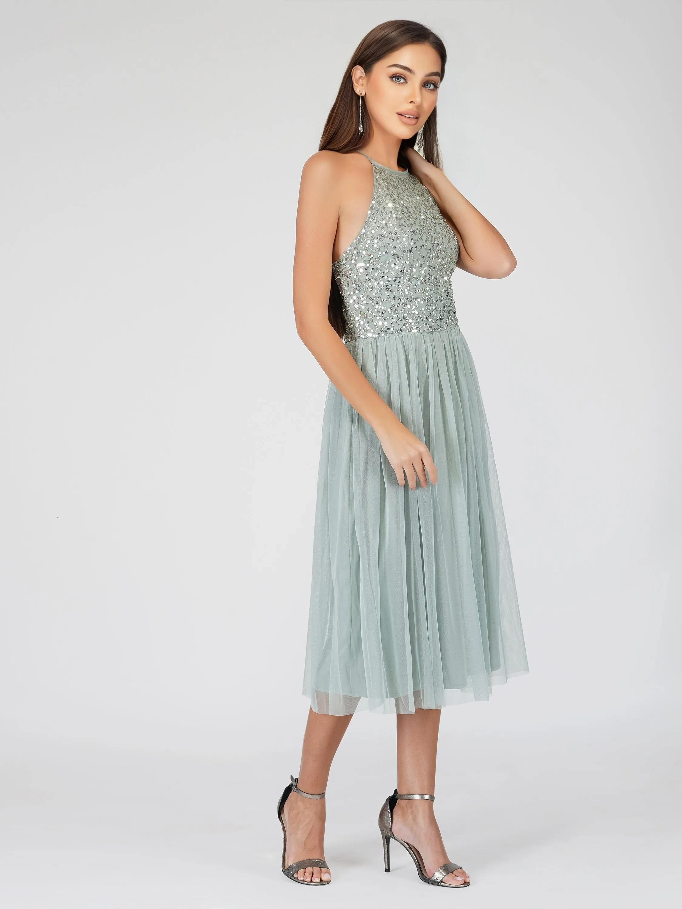 Sprinkle Sage Green Bridesmaid Midi Dress