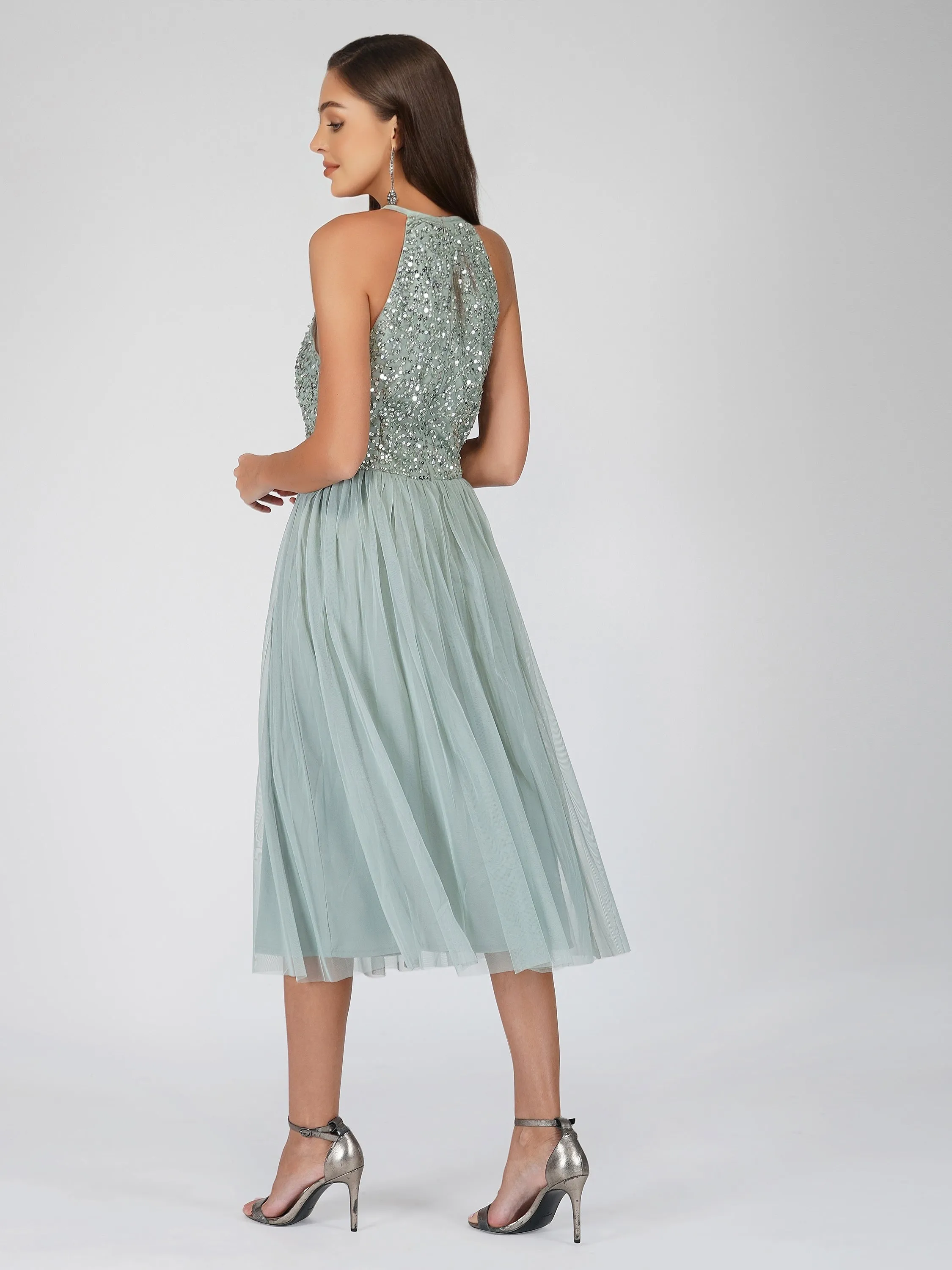 Sprinkle Sage Green Bridesmaid Midi Dress