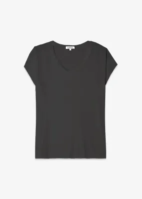 Supima Cotton Cap Sleeve V Neck Tee