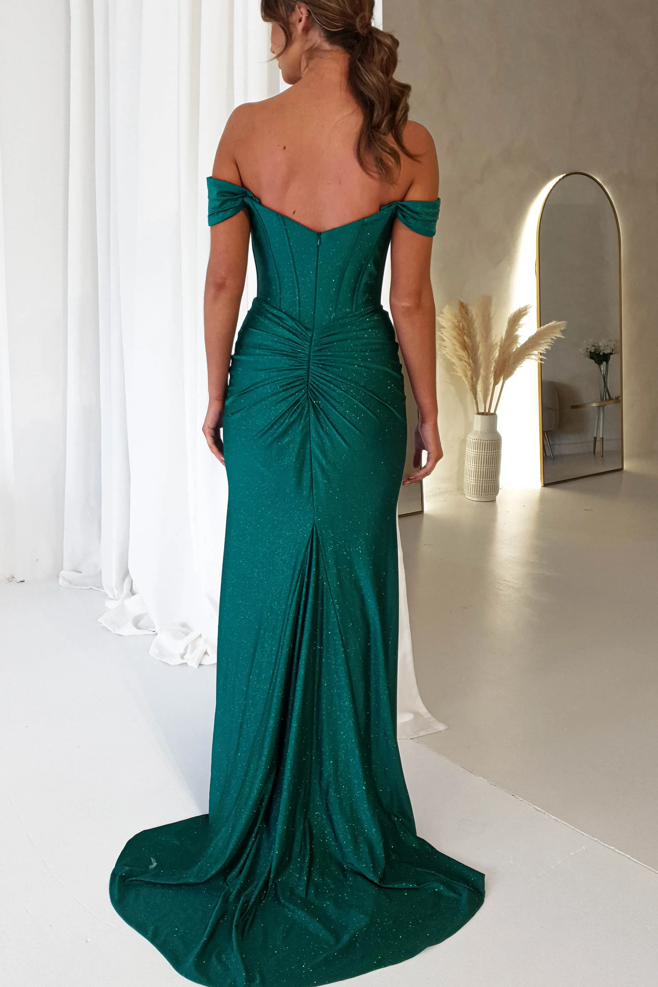 Suzannah Glitter Gown | Emerald Green