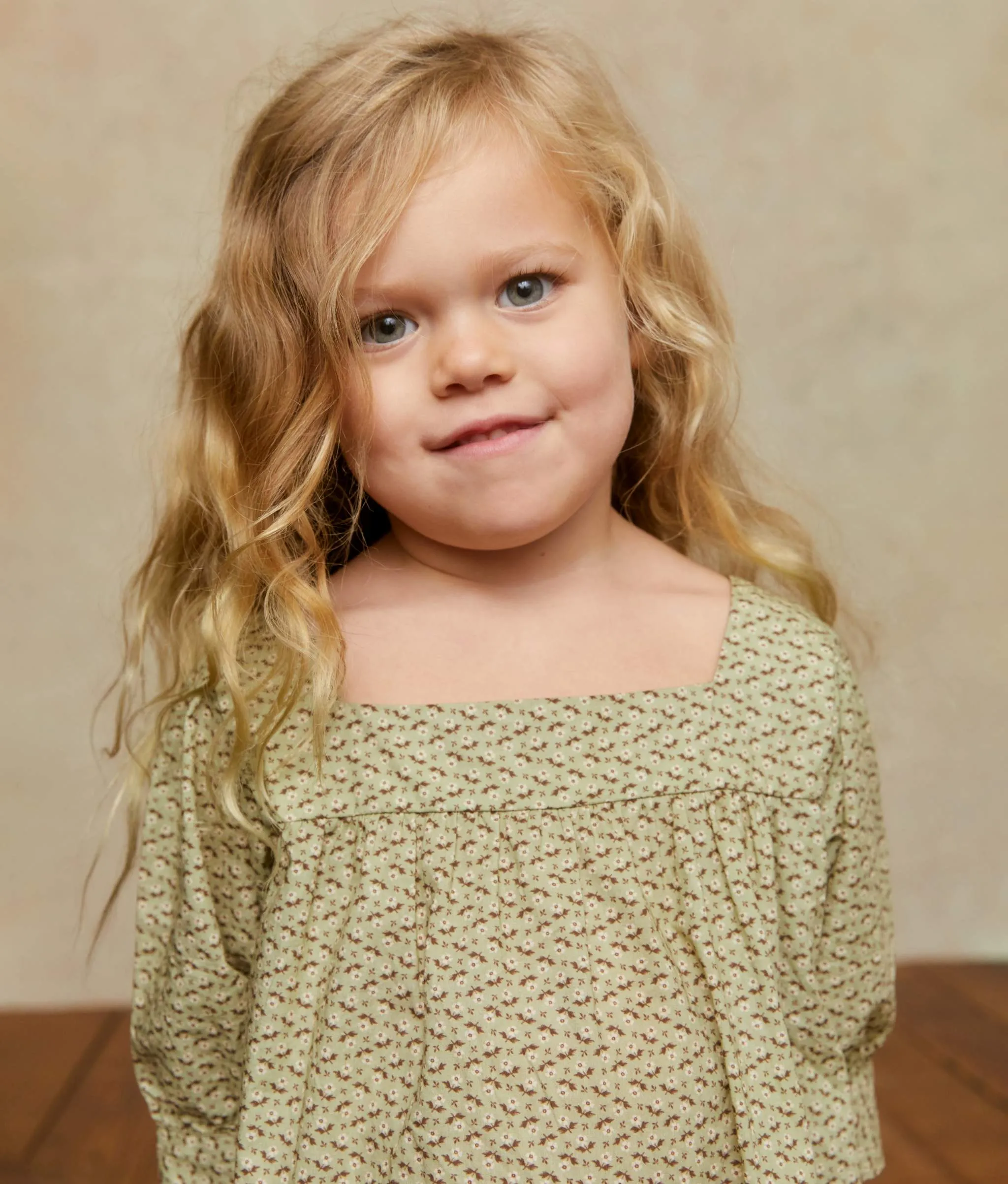 The Bianca Dress Kids | Geo Ditsy Sage