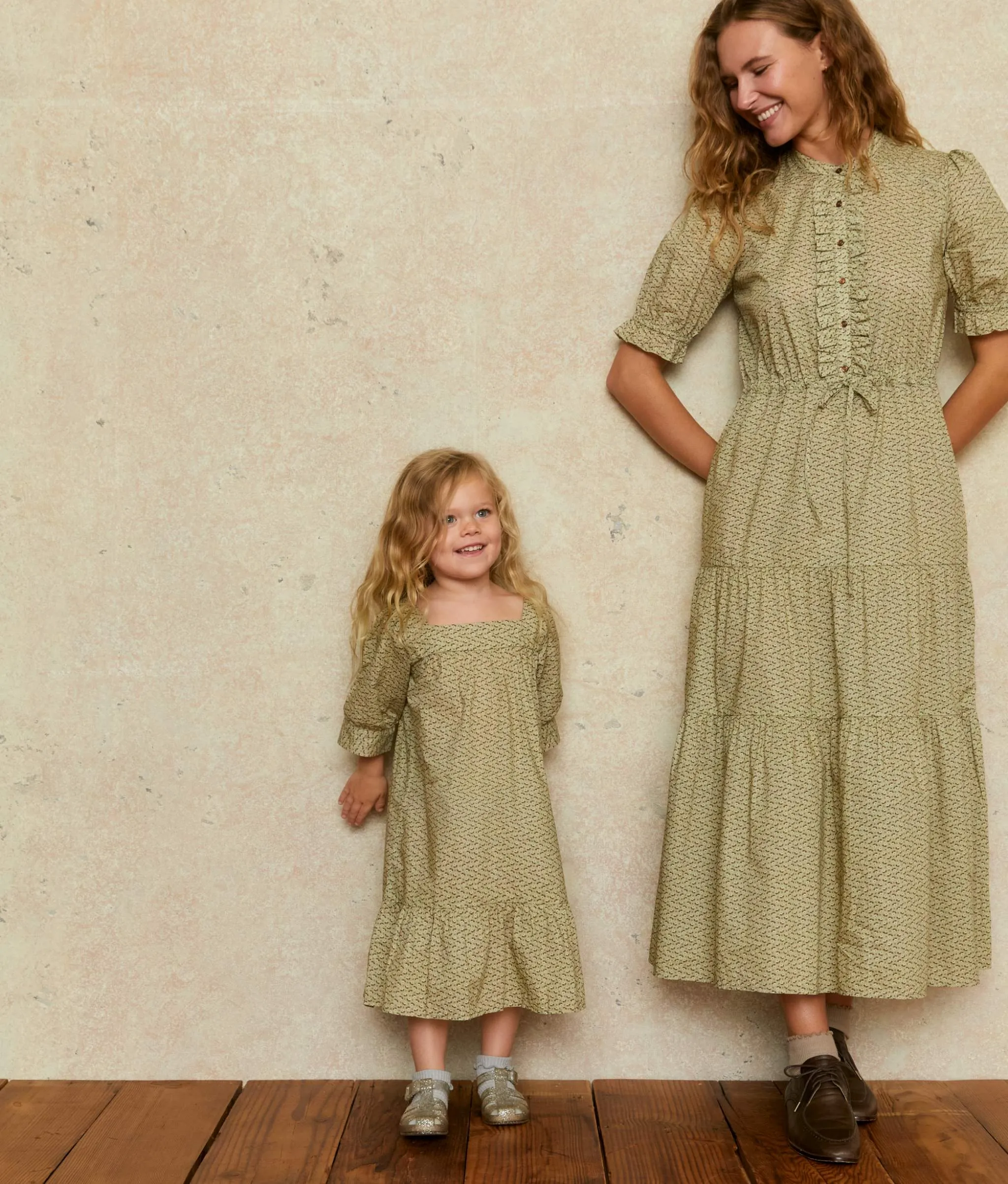 The Bianca Dress Kids | Geo Ditsy Sage