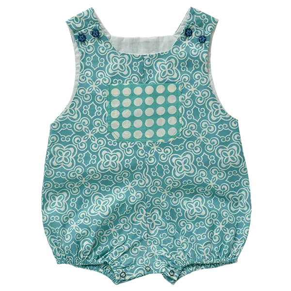 Turquoise Cotton Romper, 3 sizes