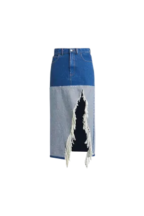 Two-Tone Denim Skirt